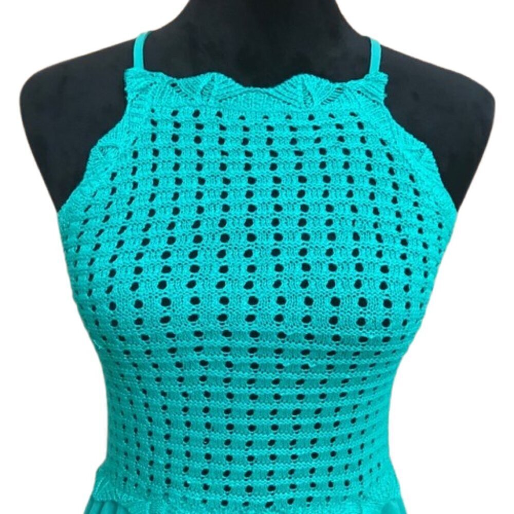 NWT Cupshe Women's Kelly Green Crochet Backless Lace-Up Maxi Dress Size Large - Picture 5 of 14